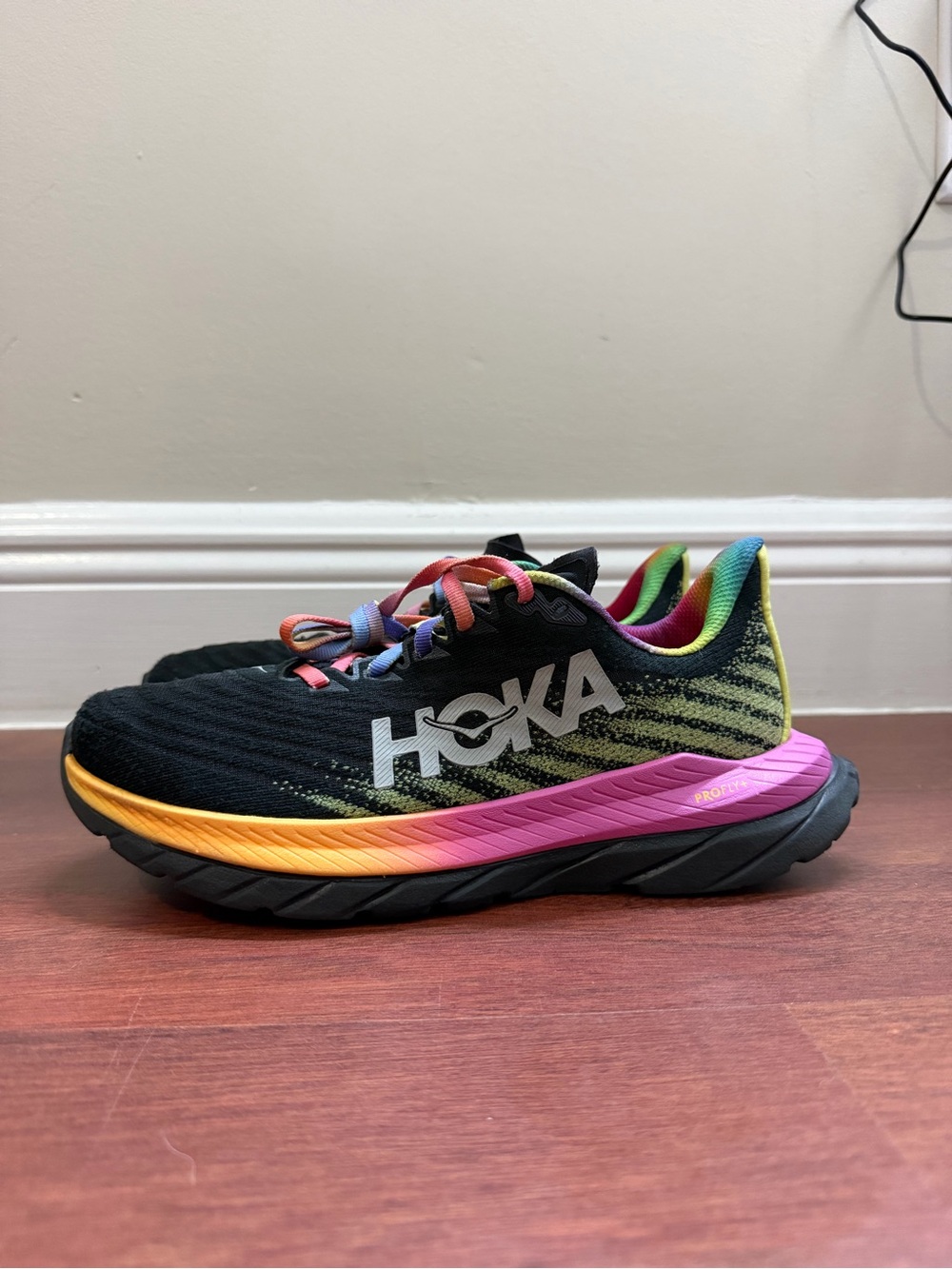 Women’s HOKA Mach 5 Rainbow Running Shoes Size 7